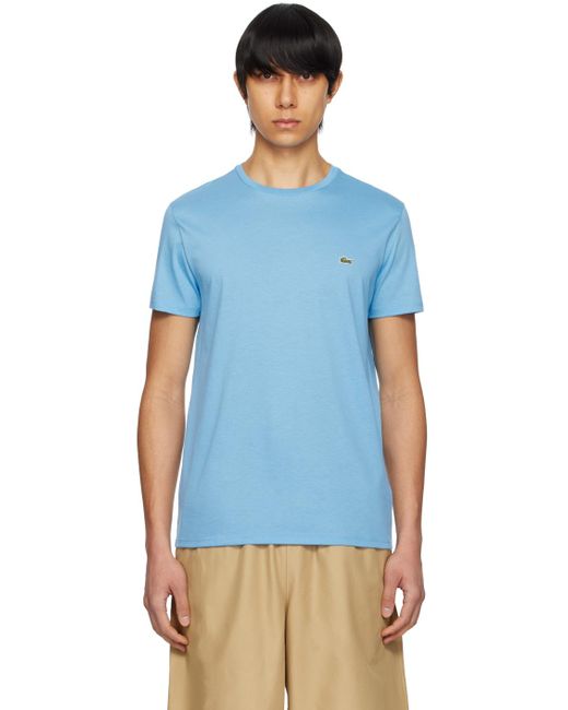メンズ Lacoste ブルー ロゴパッチ Tシャツ Blue