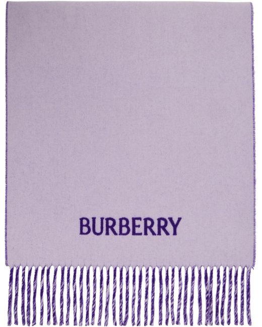 Burberry Purple Ekd Cashmere Reversible Scarf