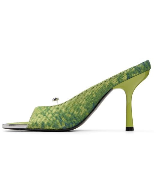 DIESEL Green D-Diam's-High Denim Mule Heeled Sandals