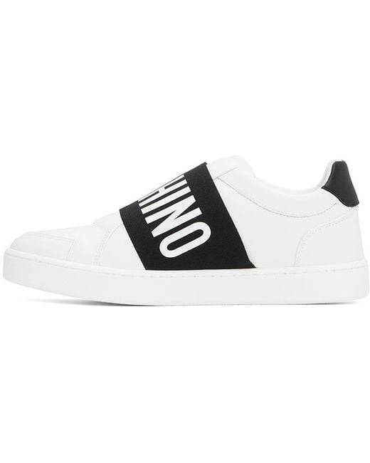 Moschino Black & White Slip-on Sneakers for men