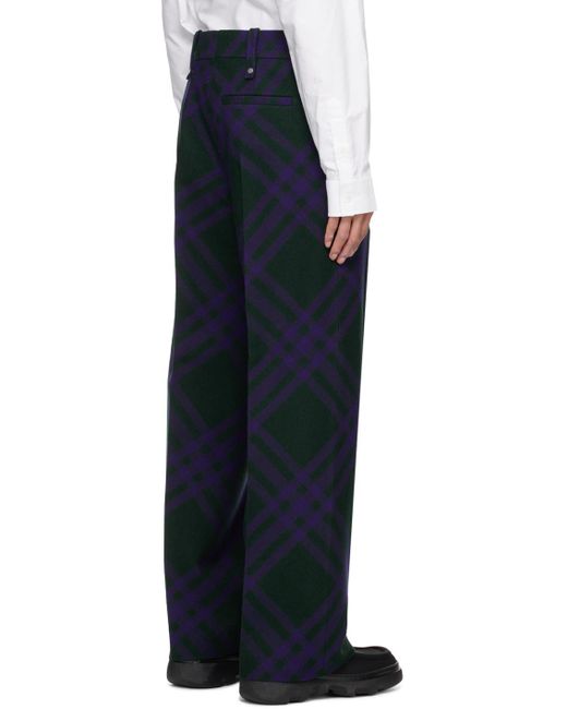 Burberry Blue Green & Purple Check Trousers for men