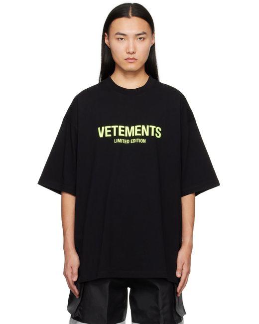 Vetements Black 'limited Edition' T-shirt for men
