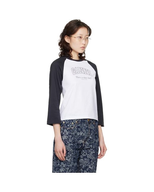 Ganni Black Basic Jersey Baseball T-Shirt