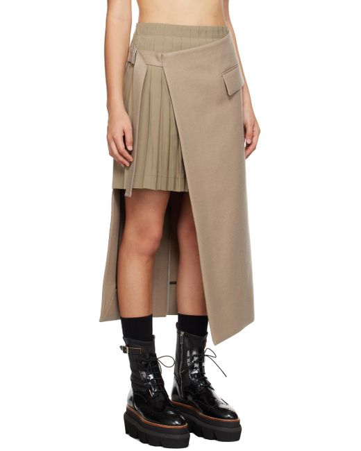 Sacai Natural Beige Mix Midi Skirt