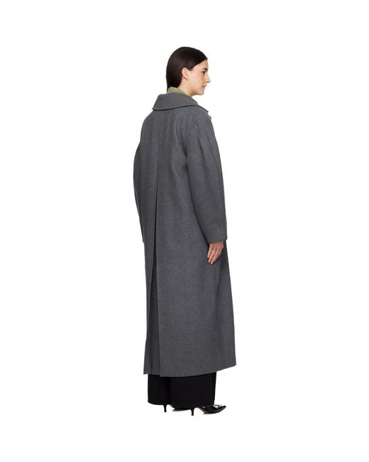 Ganni Black Wool Oversized Long Pea Coat
