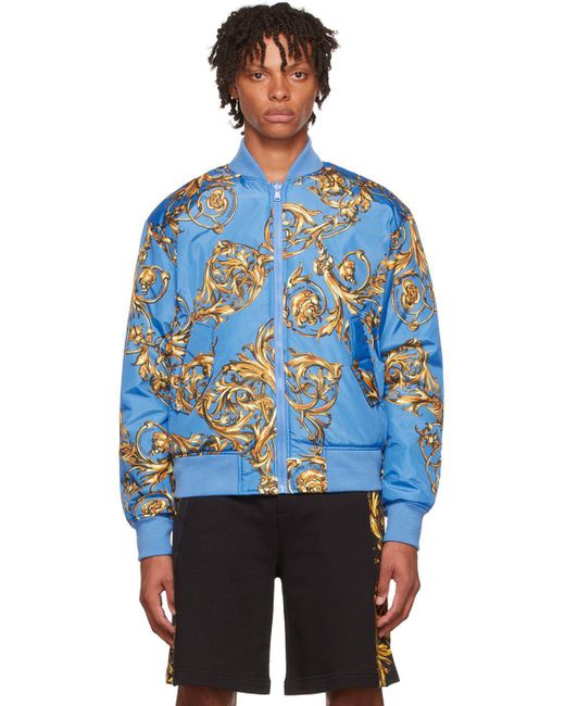 Versace Jeans Couture Synthetic Blue Garland Reversible Bomber for Men ...