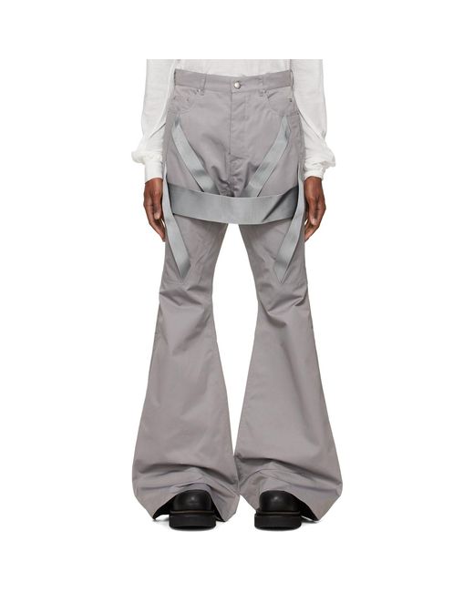 Rick Owens Gray Tower Megastrapped Bolan Bootcut Trousers for men