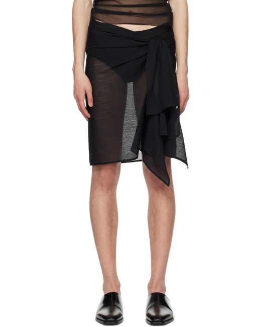 Ludovic de Saint Sernin Black Pareo Midi Skirt for men