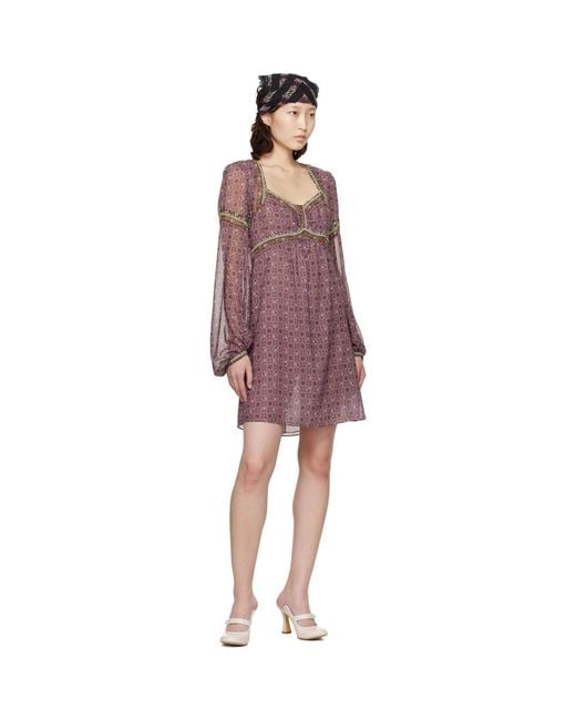 Anna Sui Red Puff Sleeve Minidress