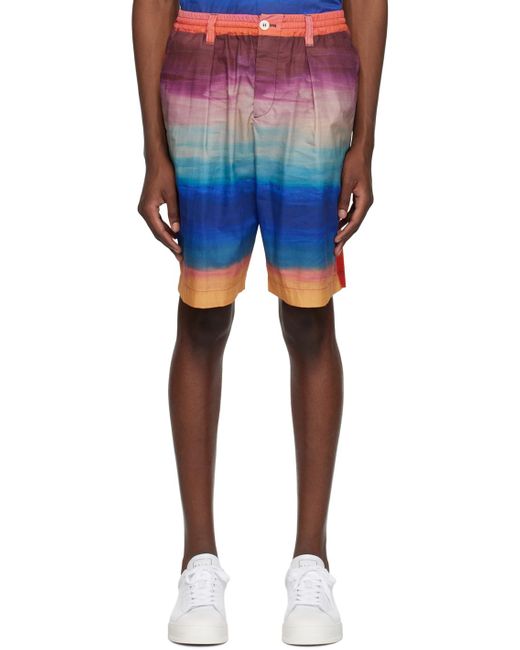 Marni Blue Multicolor Printed Shorts for men
