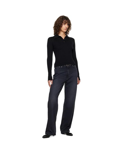 mfpen Black Partial Placket Polo