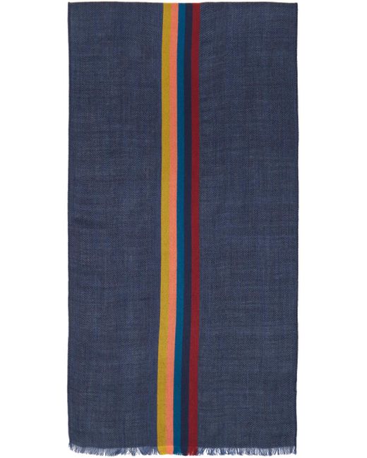 Paul Smith Blue Navy Central Strip Scarf for men