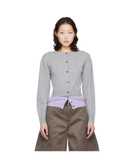 MERYLL ROGGE Gray Crew Neck Double Cardigan