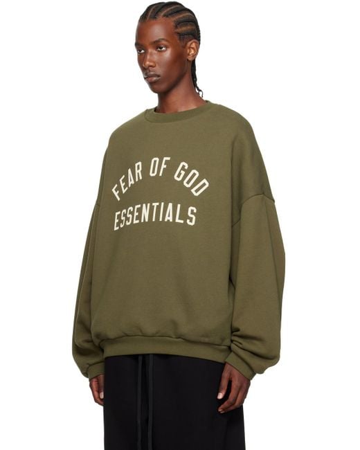 Fear Of God Green Khaki Crewneck Sweatshirt for men