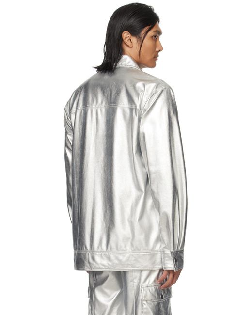 Anna Sui White Buttoned Faux-leather Jacket for men
