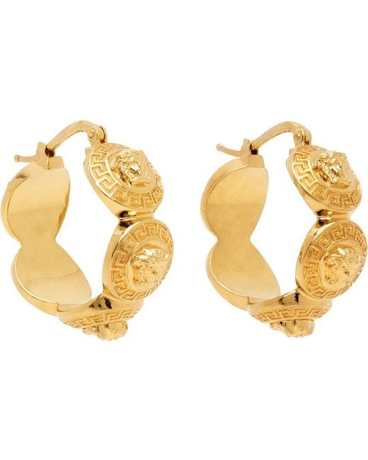 Versace Black Gold Tribute Medusa Hoop Earrings