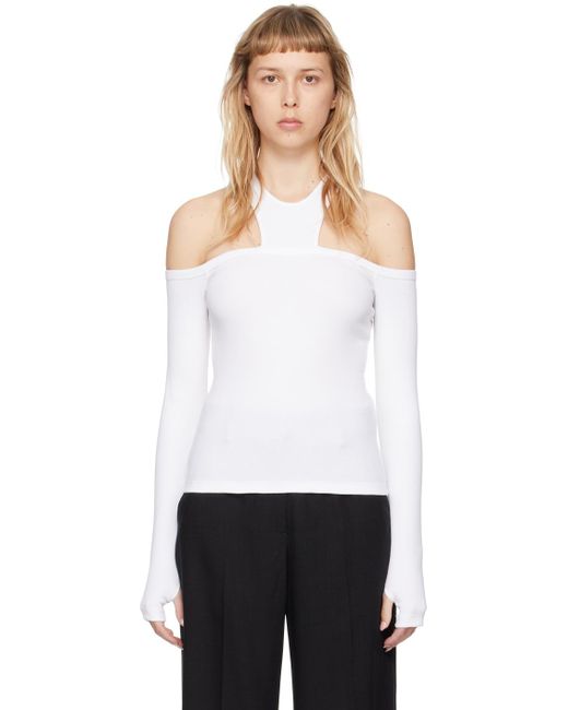 MSGM White Cutout Long Sleeve T-shirt