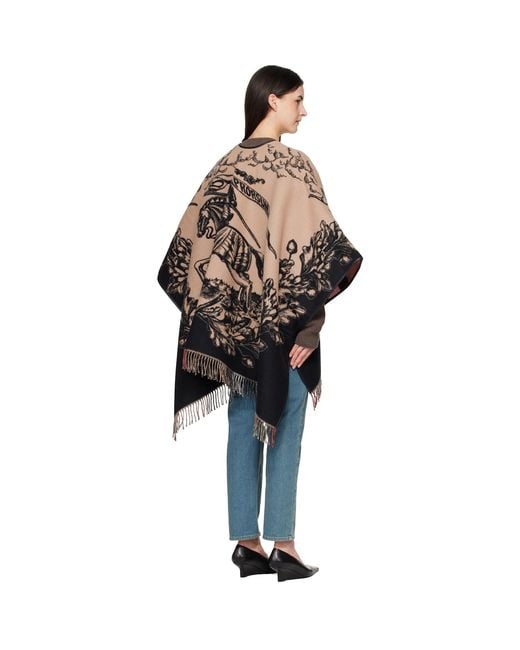 Burberry Black Gallant Knight Wool Cape