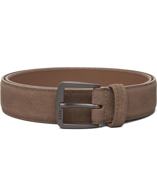 Boss Black Logo Buckle Suede Belt for men