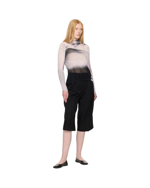 Issey Miyake Shadow Study Pleats Chiffon Twist Turtleneck in Black