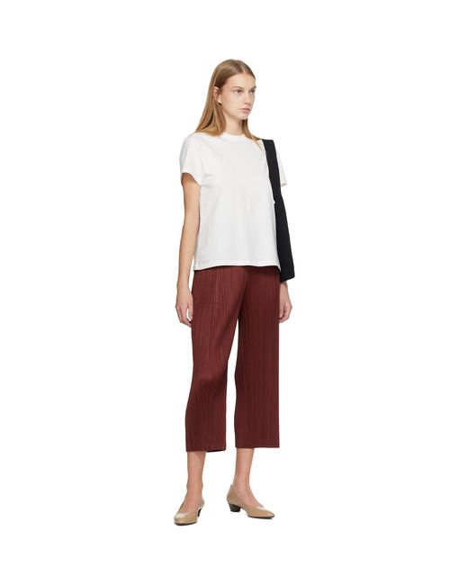 Pleats Please Issey Miyake Red Burgundy Monthly Colors October Trousers
