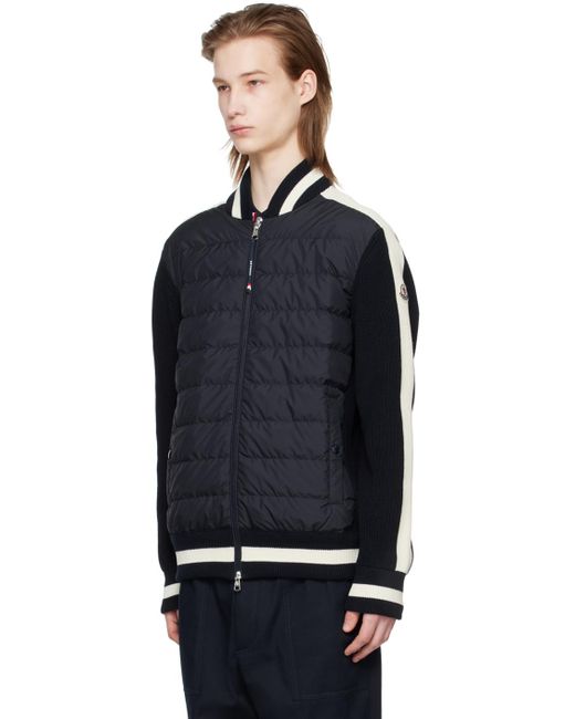 Moncler Black Navy Quilted Down Cardigan for men