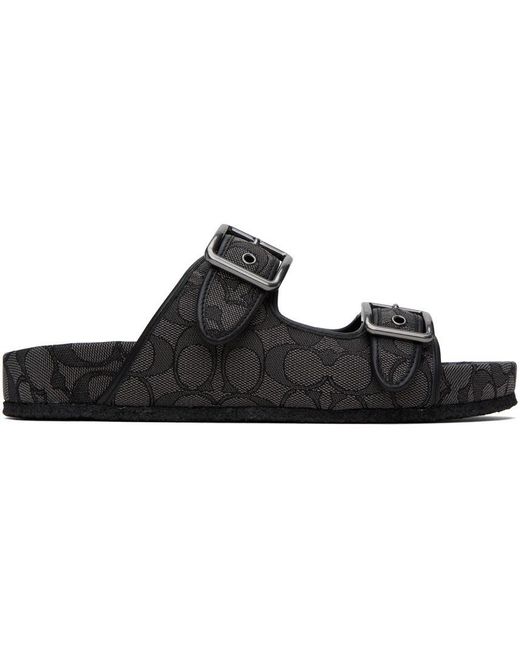COACH Gray Signature Sandals in Black for Men | Lyst