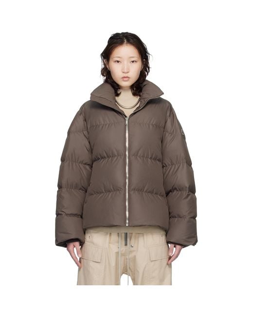 Rick Owens Brown Moncler + Taupe Cyclopic Down Jacket