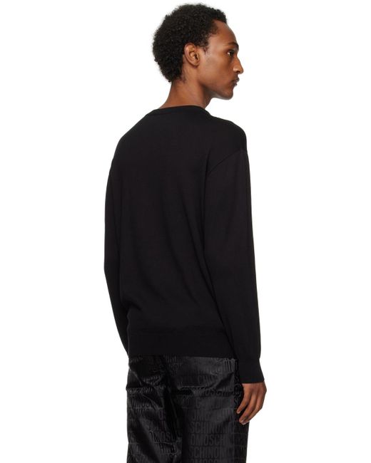 Moschino Black Teddy Patch Sweater for men