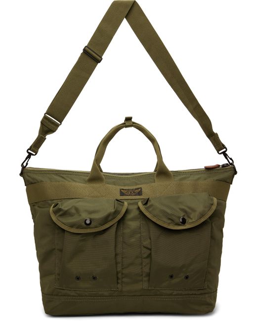 RRL Green Nylon Canvas Utility Messenger Tote for men