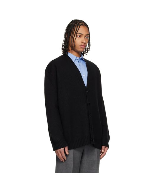 Jil Sander Black Wool V-Neck Cardigan for men
