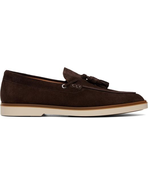Boss Brown Suede Tassel Trim Loafers for men
