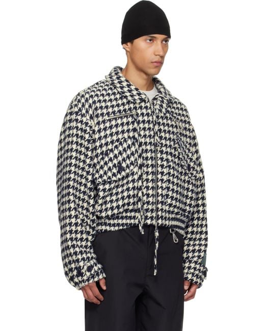 Reese Cooper Black Houndstooth Storm Flap Jacket for men
