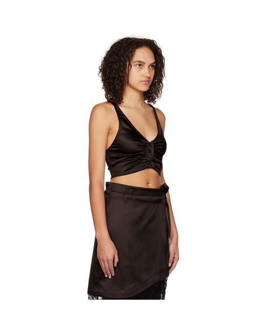 Ganni Black Brown Criss-cross Camisole