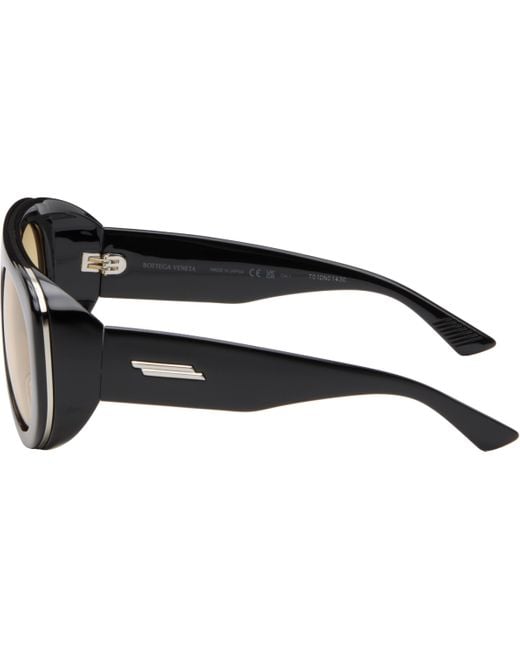 Bottega Veneta Black Osservatorio Aviator Sunglasses