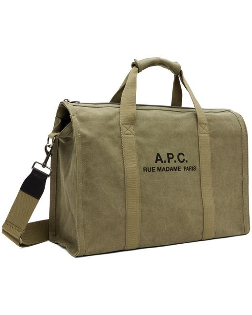 A.P.C. Green . Khaki Recuperation Gym Bag for men