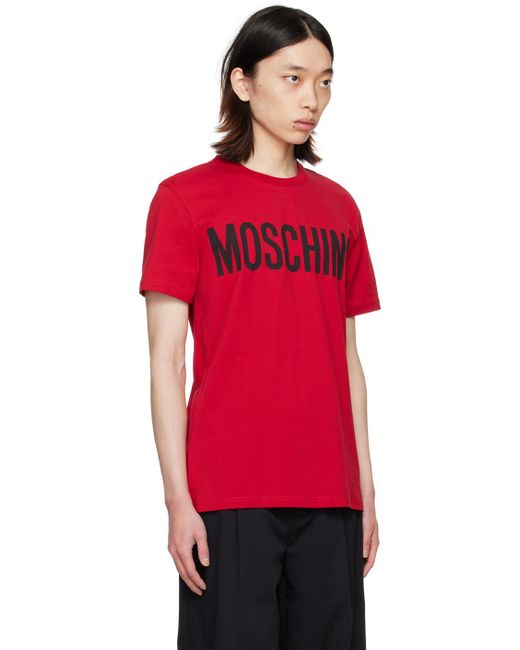 T-shirt rouge à logo imprimé Moschino pour homme en coloris Red
