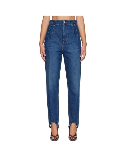 Mugler Blue Washed Denim Cigarette Stirrup Jeans