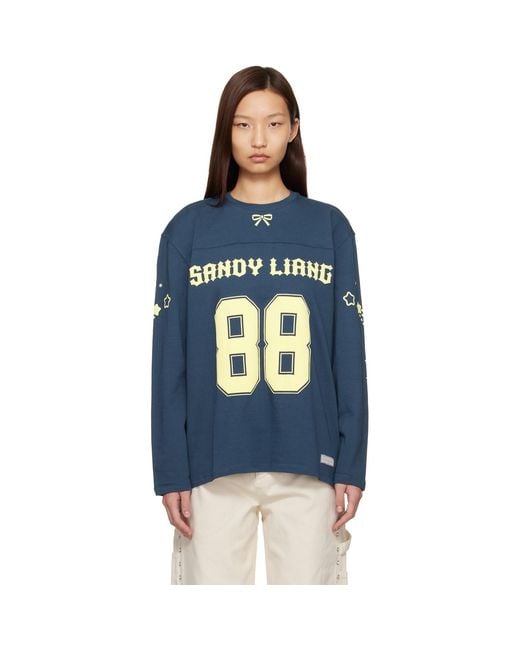 Sandy Liang Blue Princeton Long Sleeve T-Shirt