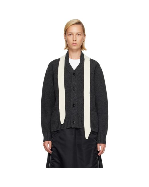 Sacai Black Wool Knit Cardigan