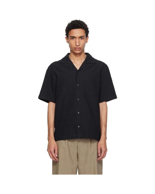 HUGO Black Oversized-Fit Structured Cotton Shirt for men