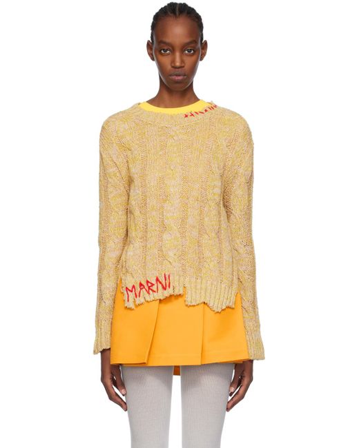 Marni Orange Yellow Distressed Sweater