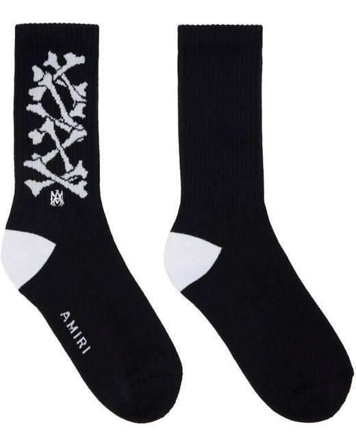 Amiri Black Core Bones Stacked Socks for men