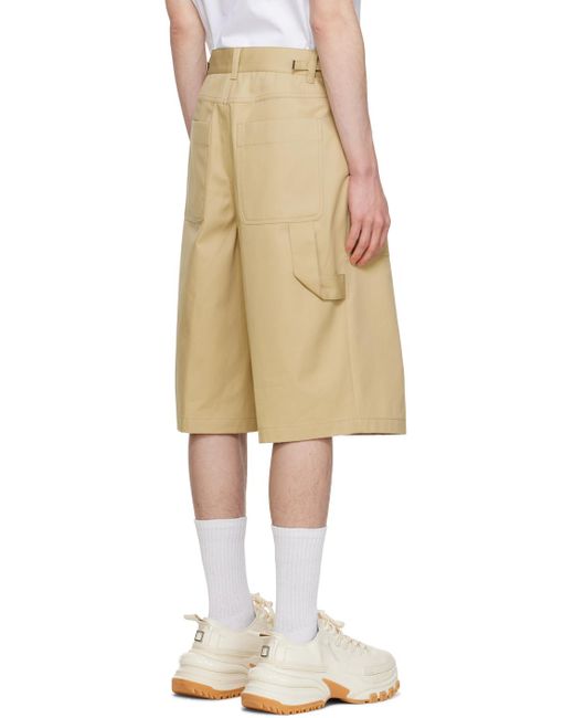 Wooyoungmi Natural Beige Pleated Shorts for men