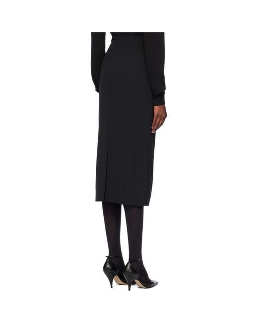 The Row Black Viscose-Wool Blend Midi Skirt