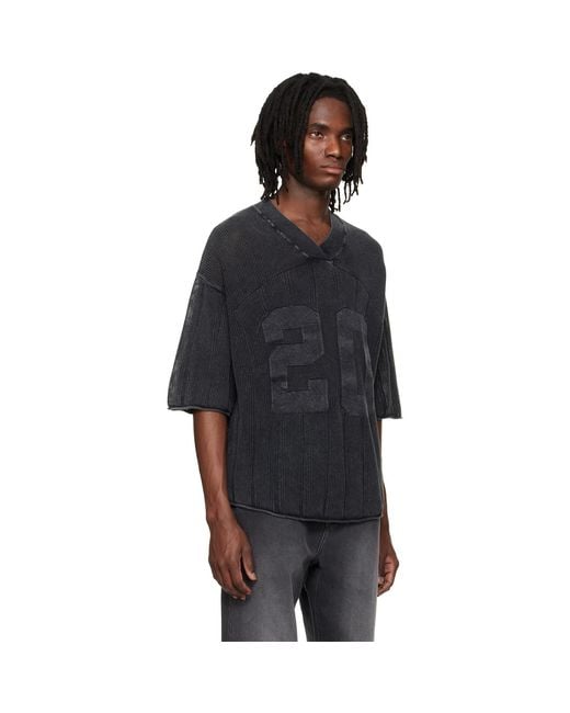 Represent Black Knitted Varsity Jersey for men