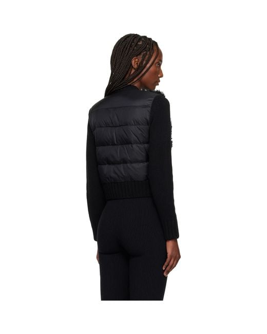 Moncler Black Paneled Down Cardigan