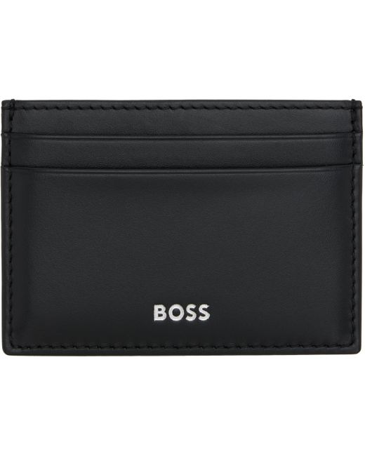Boss Black Buffed Leather Card Holder for men