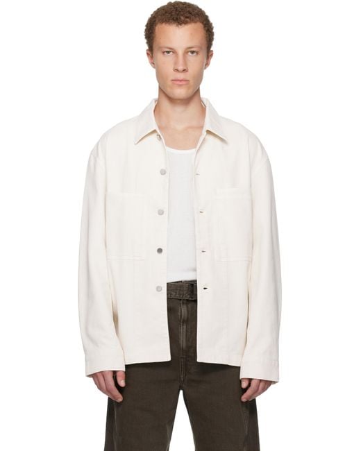 Lemaire White Off- Workwear Denim Overshirt for men