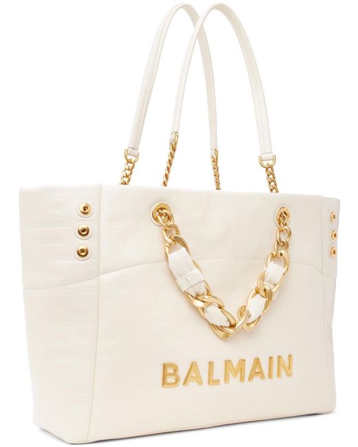 Balmain White Off- 1945 Soft Cabas Tote